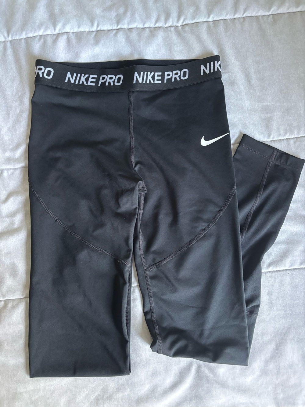 Nike Black Boys' Pro Athletic Leggings with White Swoosh